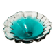 Blue aqua crystal glass bowl, mid-century, Italy, 1970s.