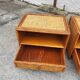 Pair of vintage maugrion rattan nightstands with drawers