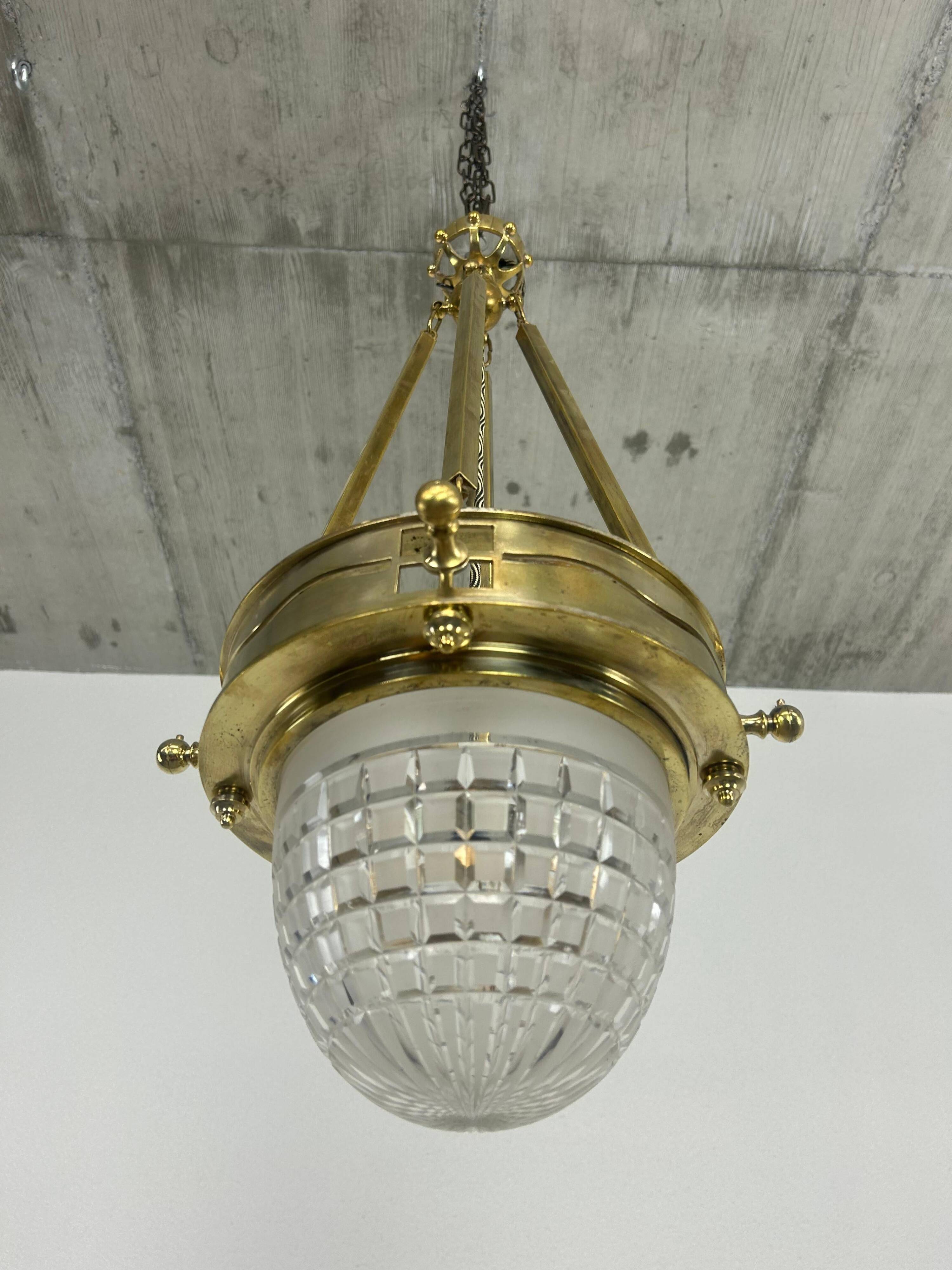 Viennese Secession Suspension in Brass attributed to Kolo Moser & Jutta Sika