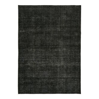 Hand-knotted persian overdyed 1970s 291 cm x 400 cm black wool carpet