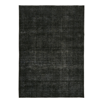 Hand-knotted persian overdyed 1970s 291 cm x 400 cm black wool carpet