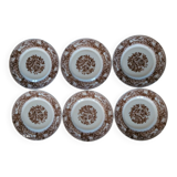 6 assiettes à dessert en opaline
