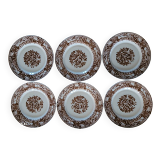 6 assiettes à dessert en opaline