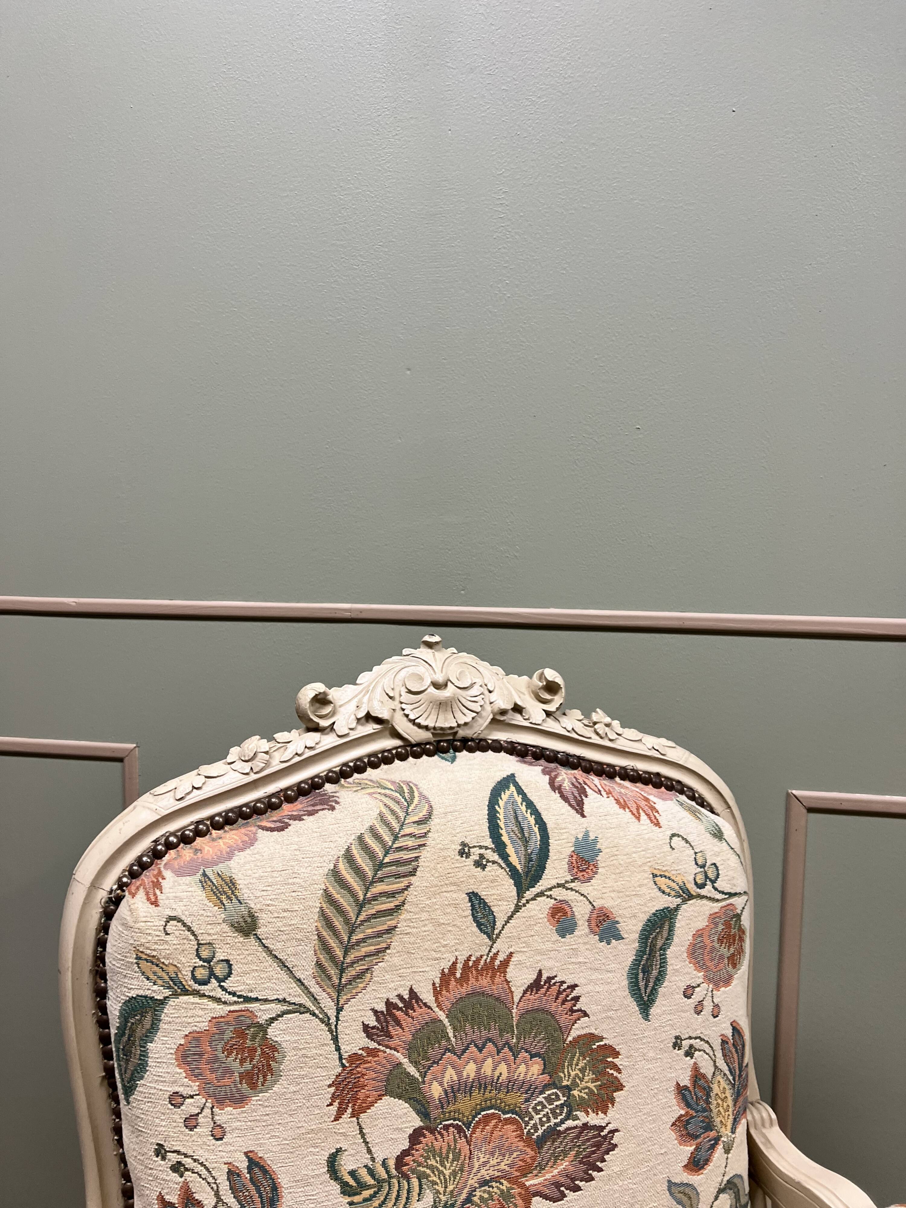 Pair Of Queen Armchairs In Louis XV Style Lacquered Wood XIX Eme Century