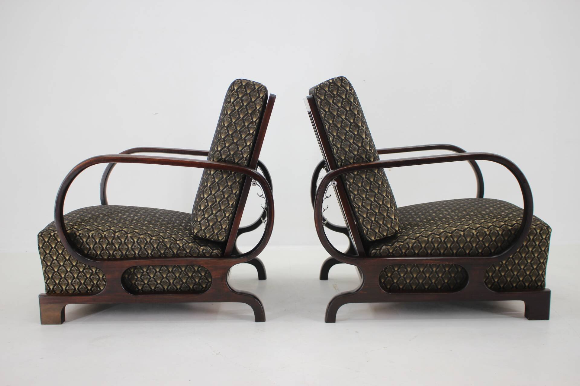 1930s Pair of Restored Art Deco Adjustable Armchairs, Czechoslovakia
