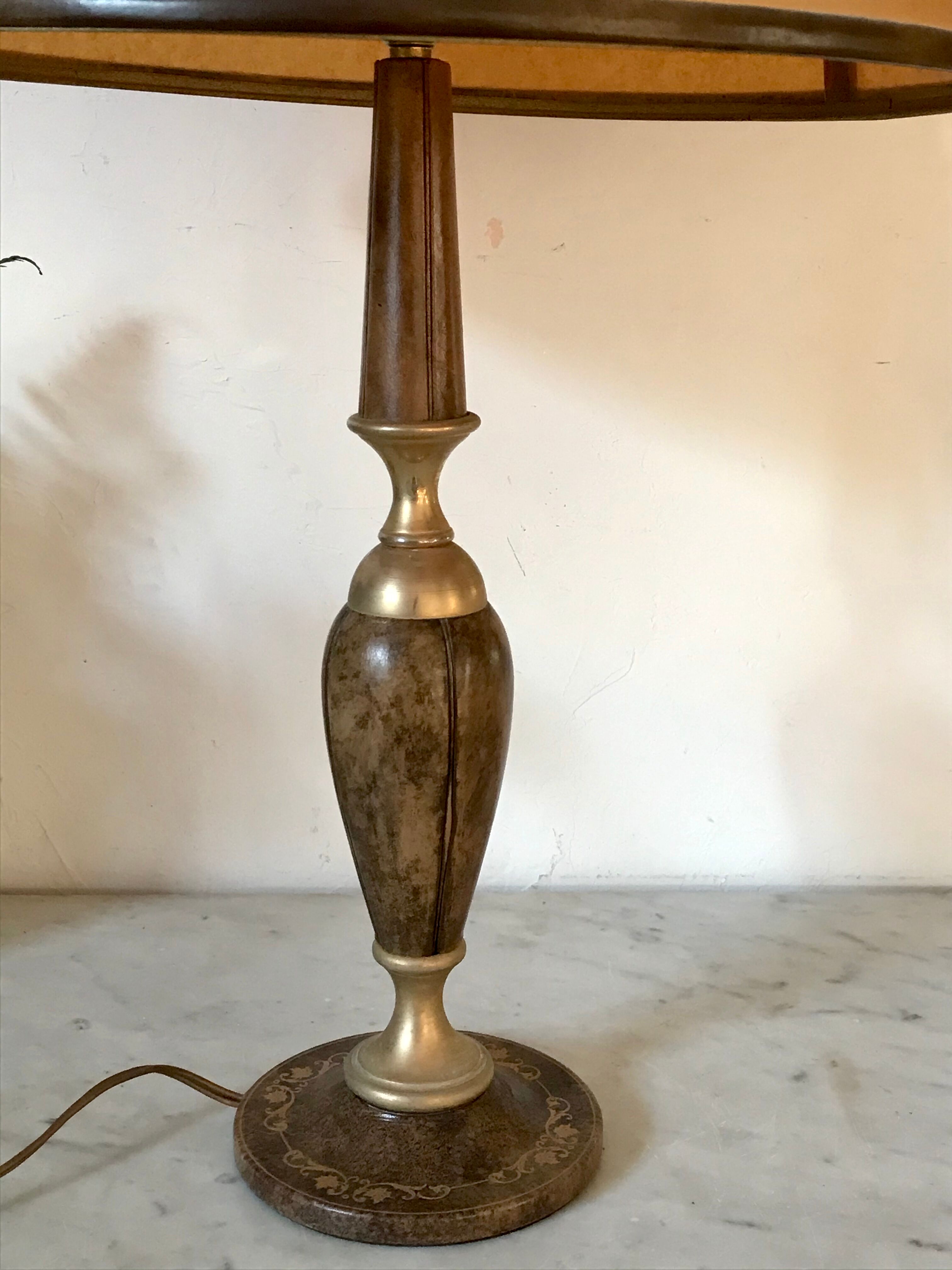 Vintage leather and brass lamp the Tanner