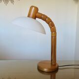 Scandinavian articulated lamp in pine and plastic 1970