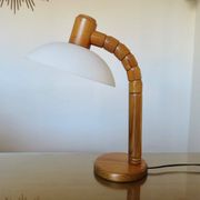 Scandinavian articulated lamp in pine and plastic 1970