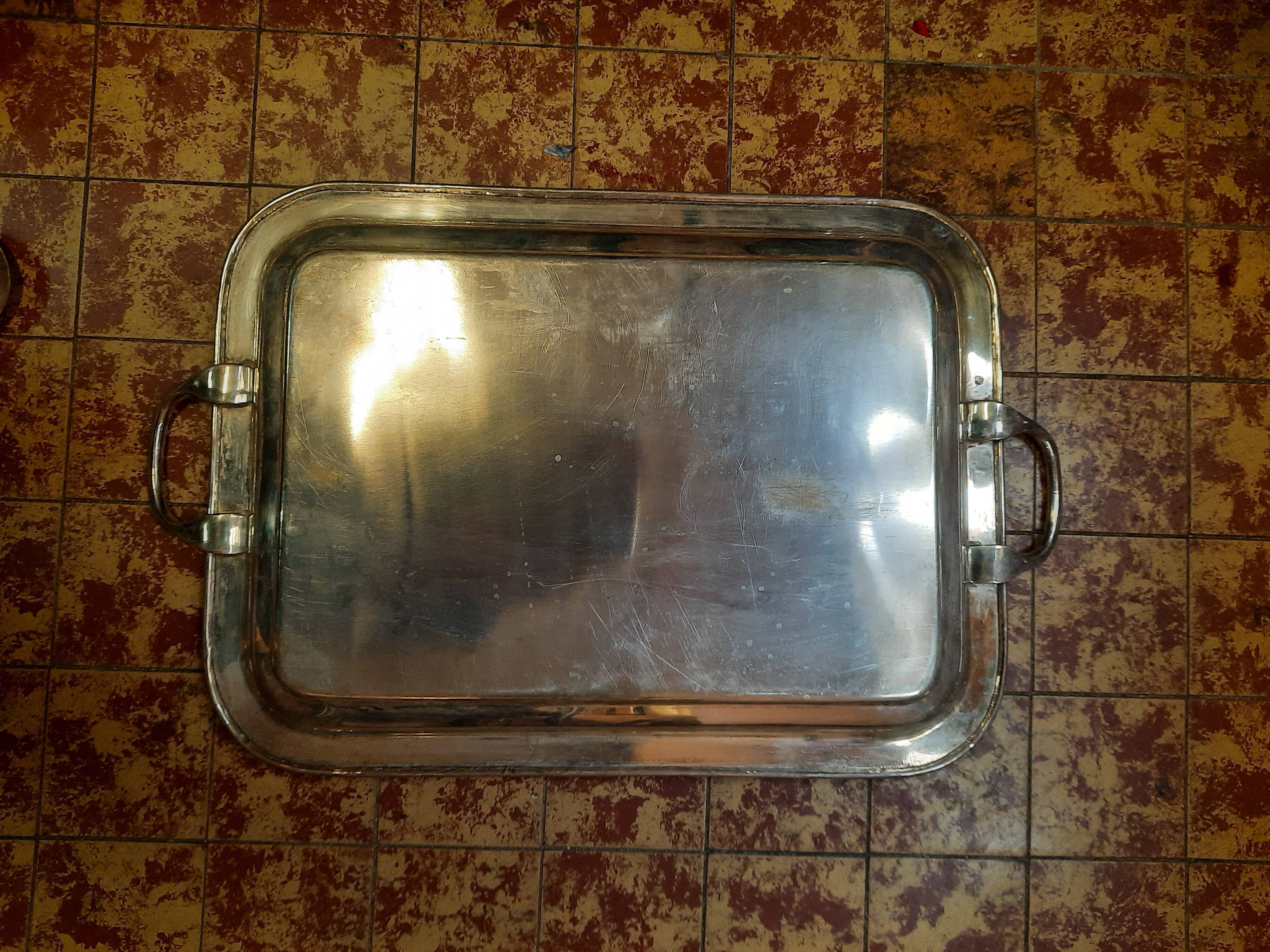Silver metal tray