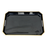 Japanese tray in black and gold lacquered wood