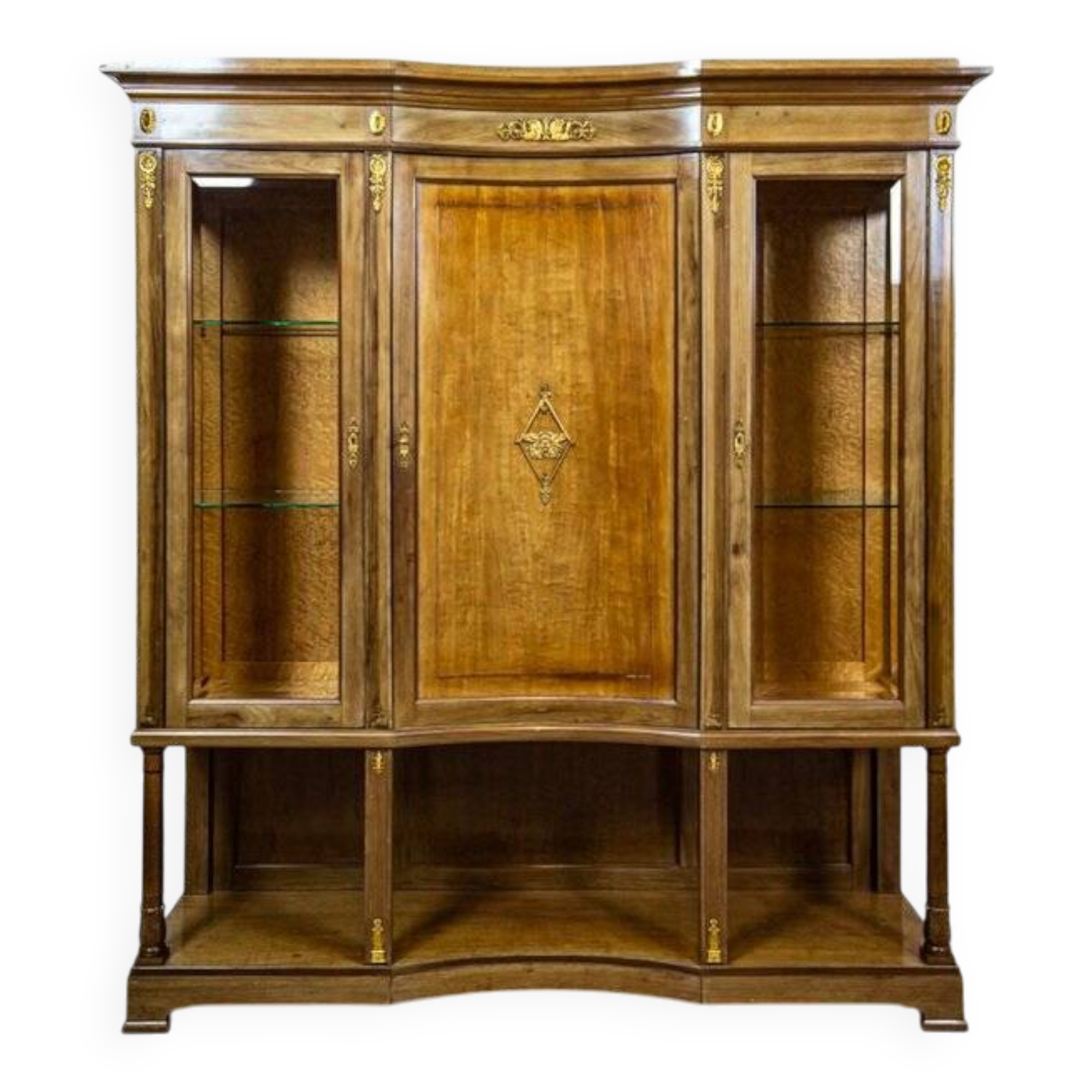 Vintage Bookcase with Brass, 1930s