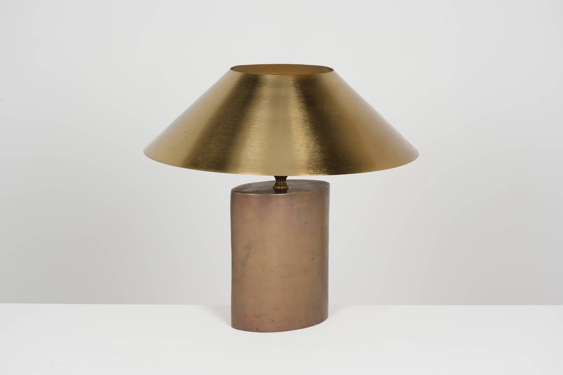 Patinated lamp in bronze and gilded steel circa 1990