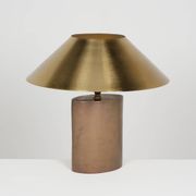 Lampe patinée en bronze et acier doré circa 1990