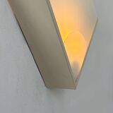 Vintage wall lamp, beige lacquered metal and sandblasted glass, France 1970
