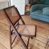 Foldable chair wooden cannage