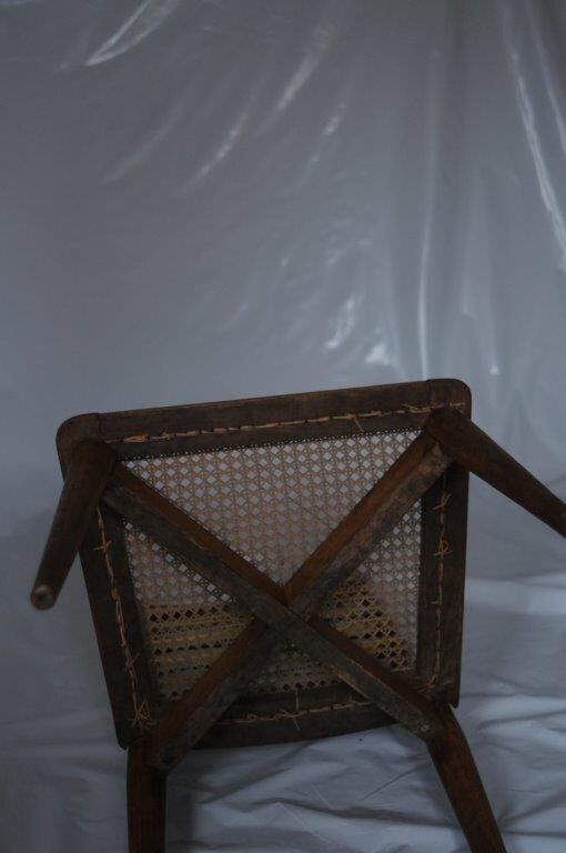 Chaises 1950 chêne, cannage et scoubidou