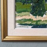 Mid-Century Modern "Green Grove", Vintage Swedish Landscape Oil Painting, Framed