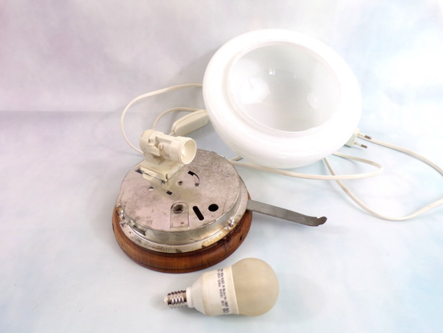 Opaline Scandinavian style bedside lamp on wood