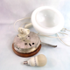 Opaline Scandinavian style bedside lamp on wood