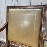 Fauteuil de bureau de style Louis XVI en cuir beige