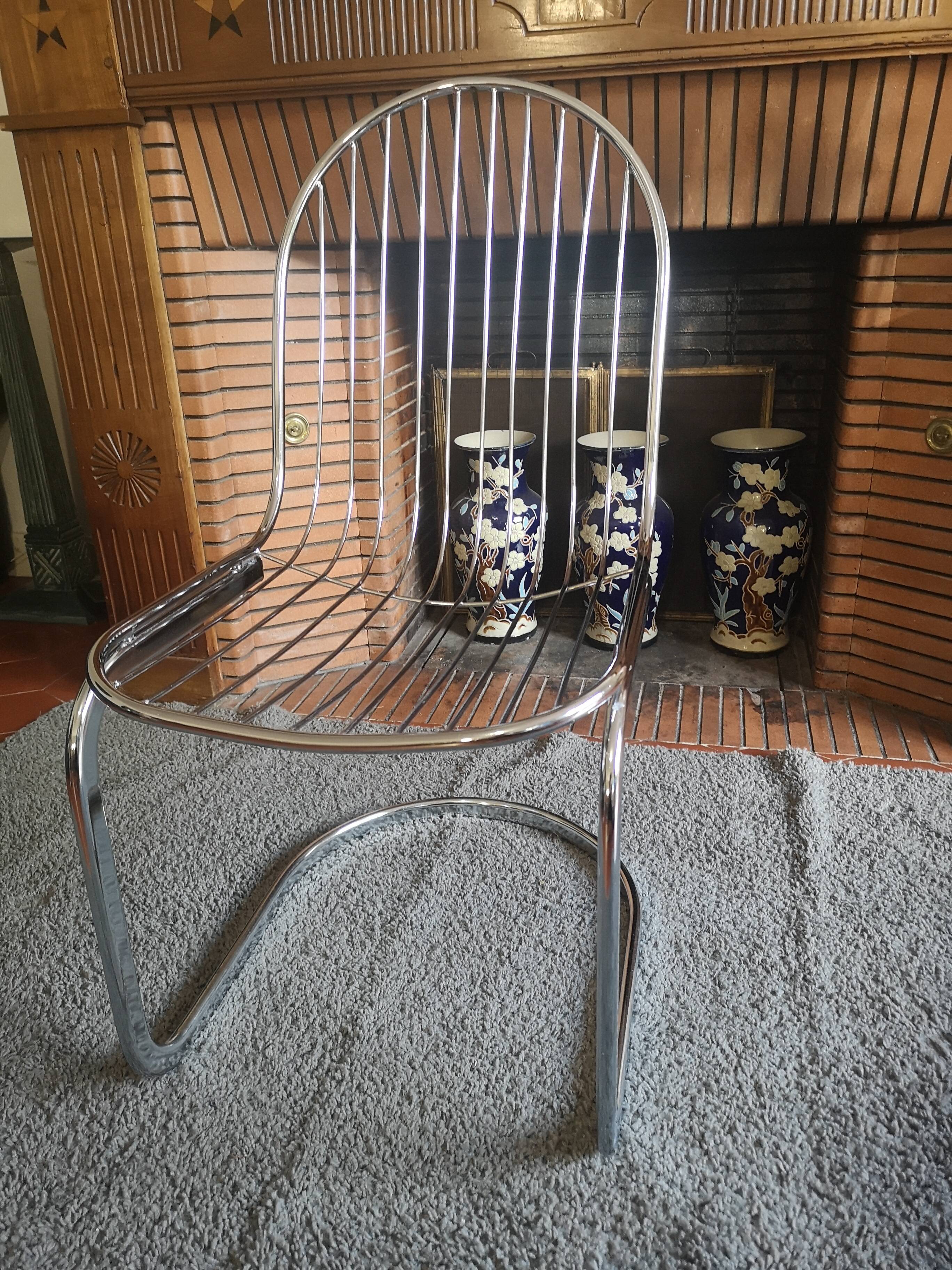 Set of 4 Chair in chrome year 70 Italian design