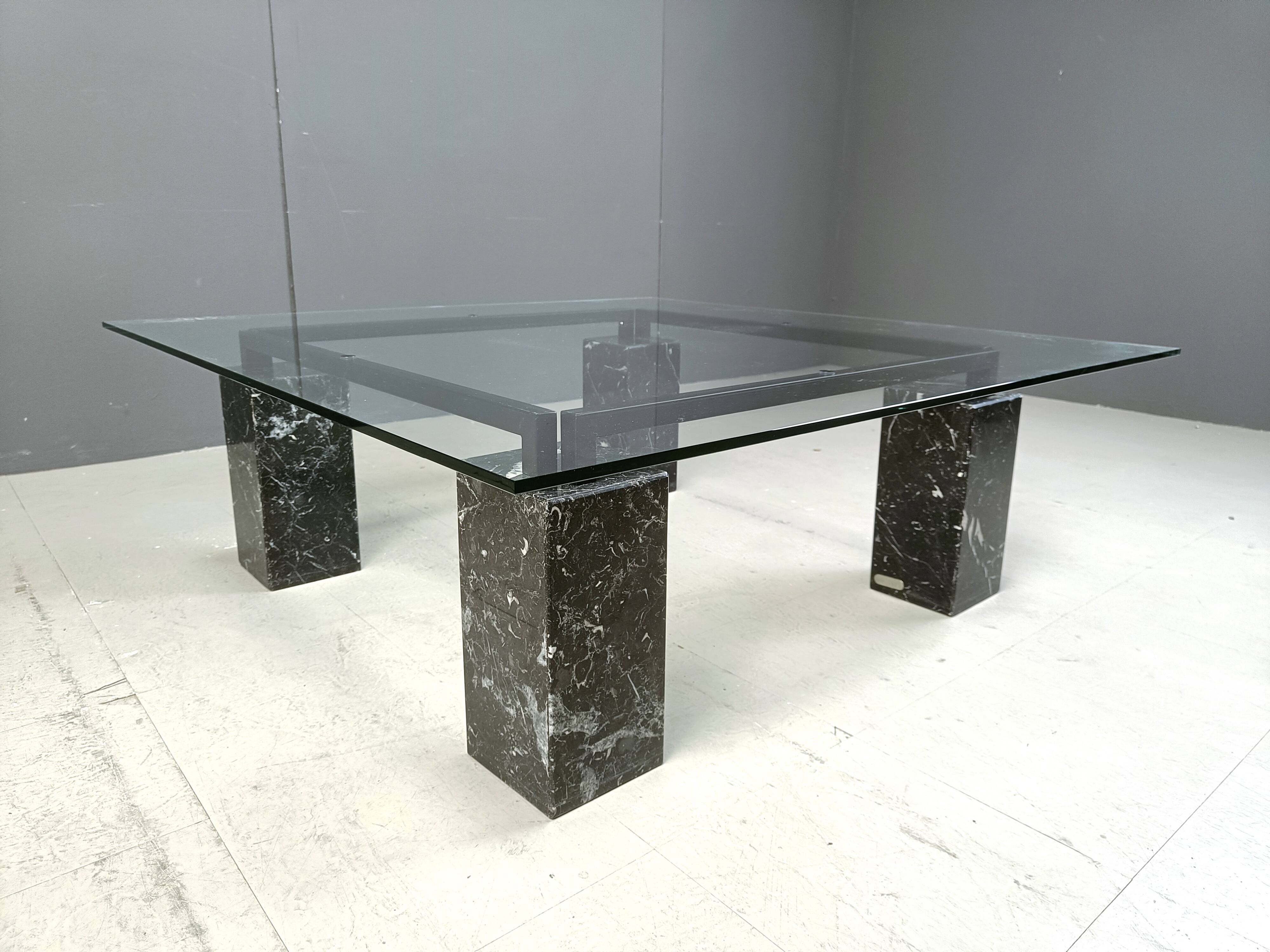 Vintage black marble coffee table by Artedi, 1970s