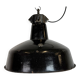 Industrial Black Enamel Factory Lamp with Cast Iron Top, 1950s