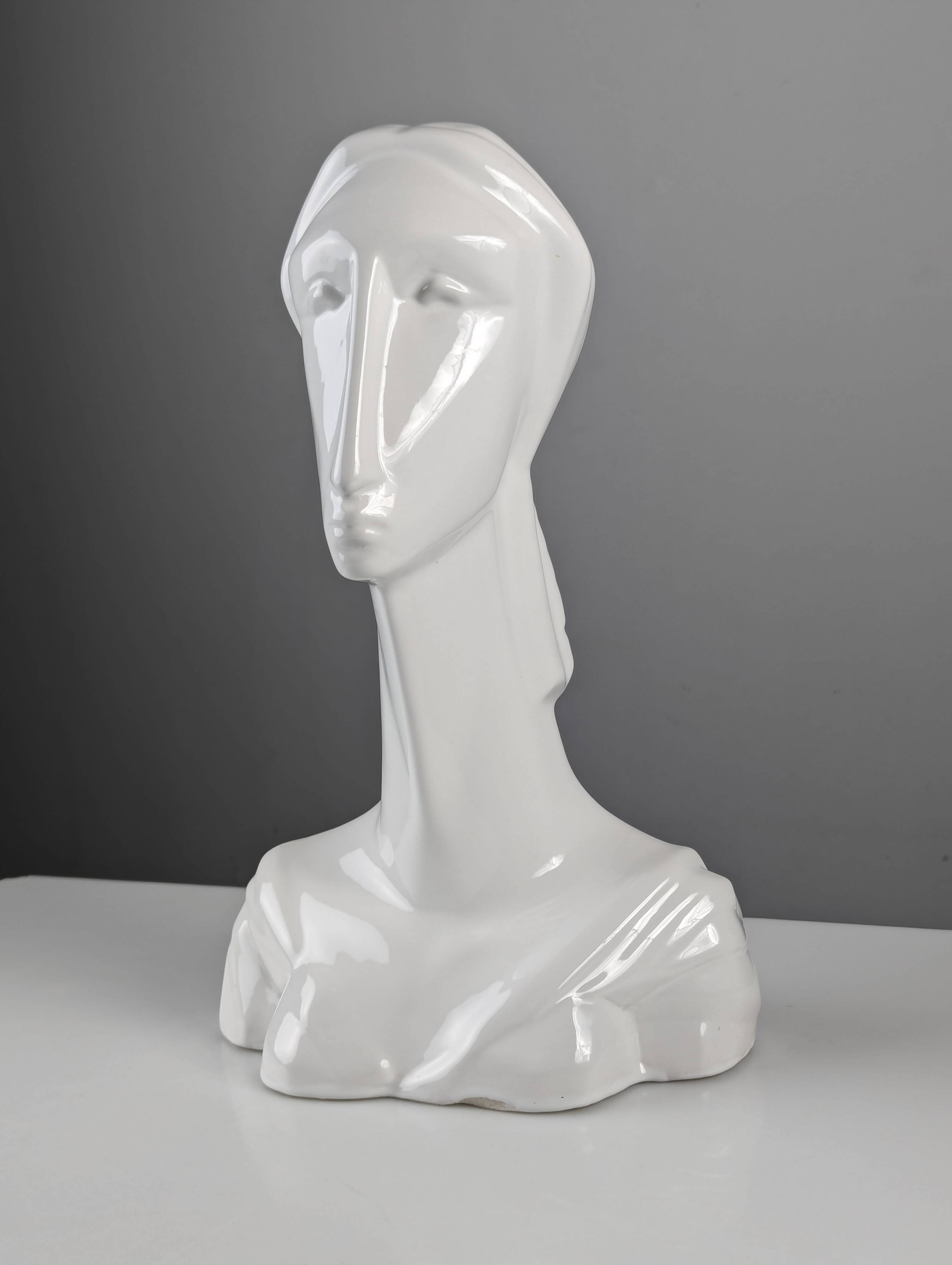 Art Deco Style Ceramic Woman Bust