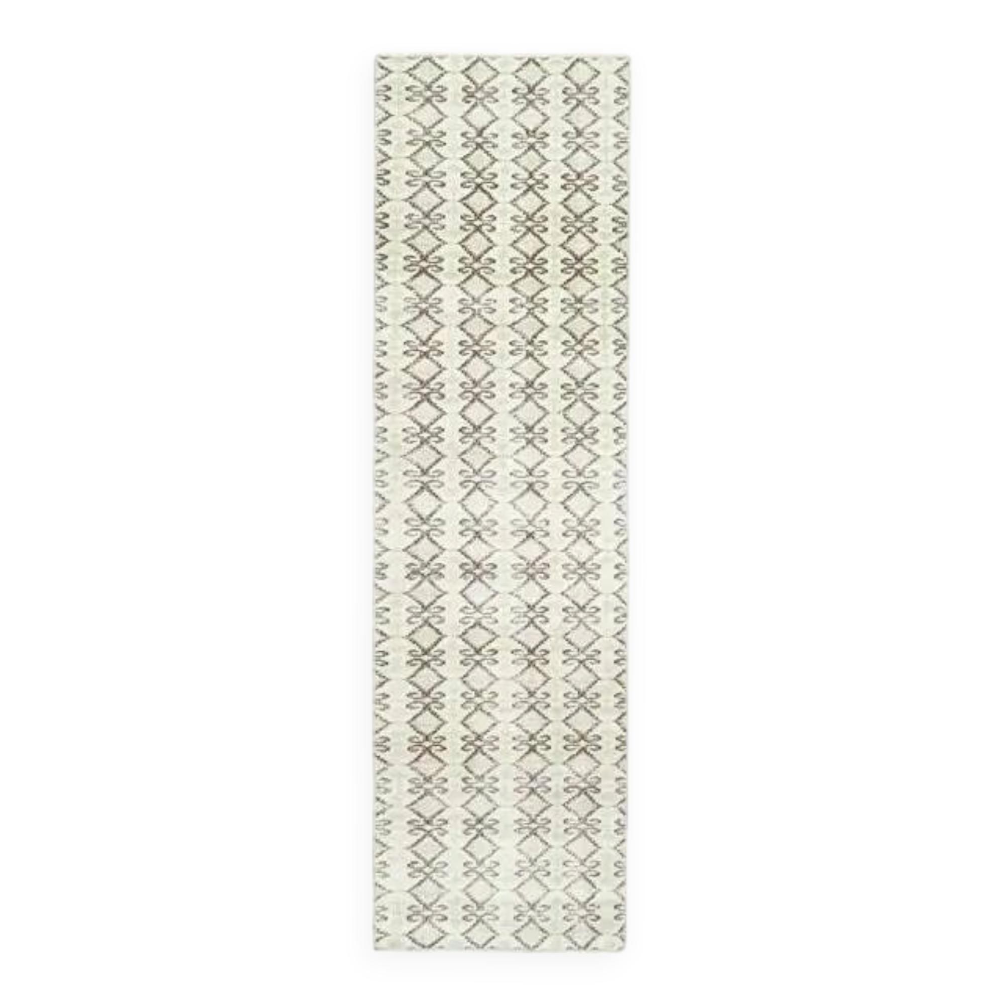 1970s Turkish Hand-Knotted Wool Cotton Beige Runner Rug 70x262