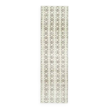 Tapis couloir en laine et coton beige noué à la main, turc des années 1970, 70x262.