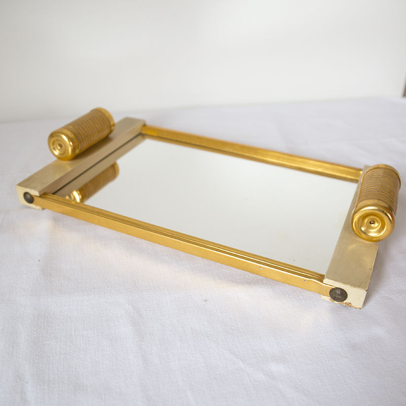 Plateau miroir bois et métal