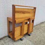 Brutalist Scandinavian Pine Serving Trolley 1960, Sweden