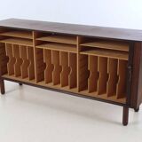 Scandinavian Rosewood Low Sideboard with Two Sliding Doors, 1960