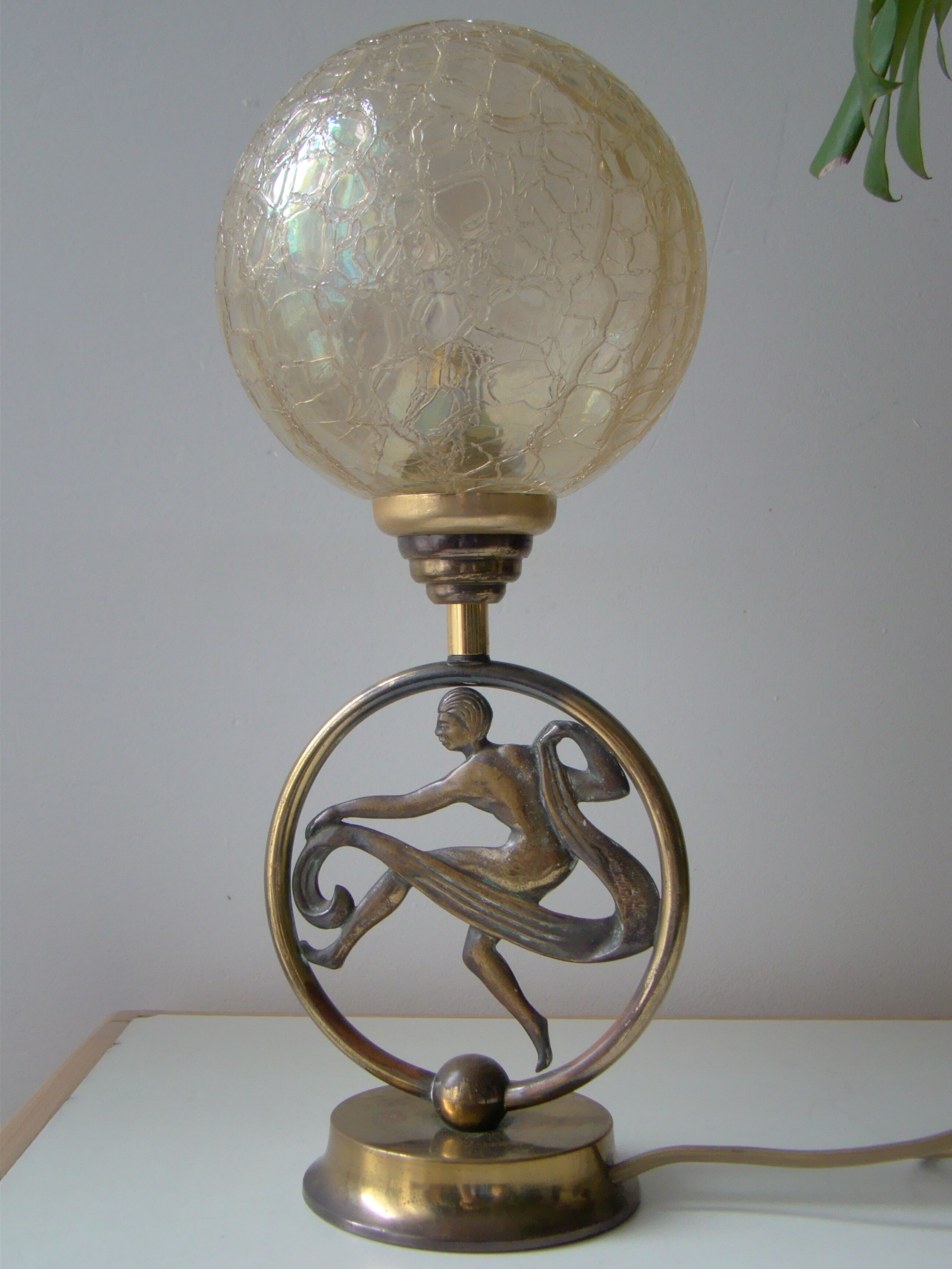 Art Deco golden brass lamp