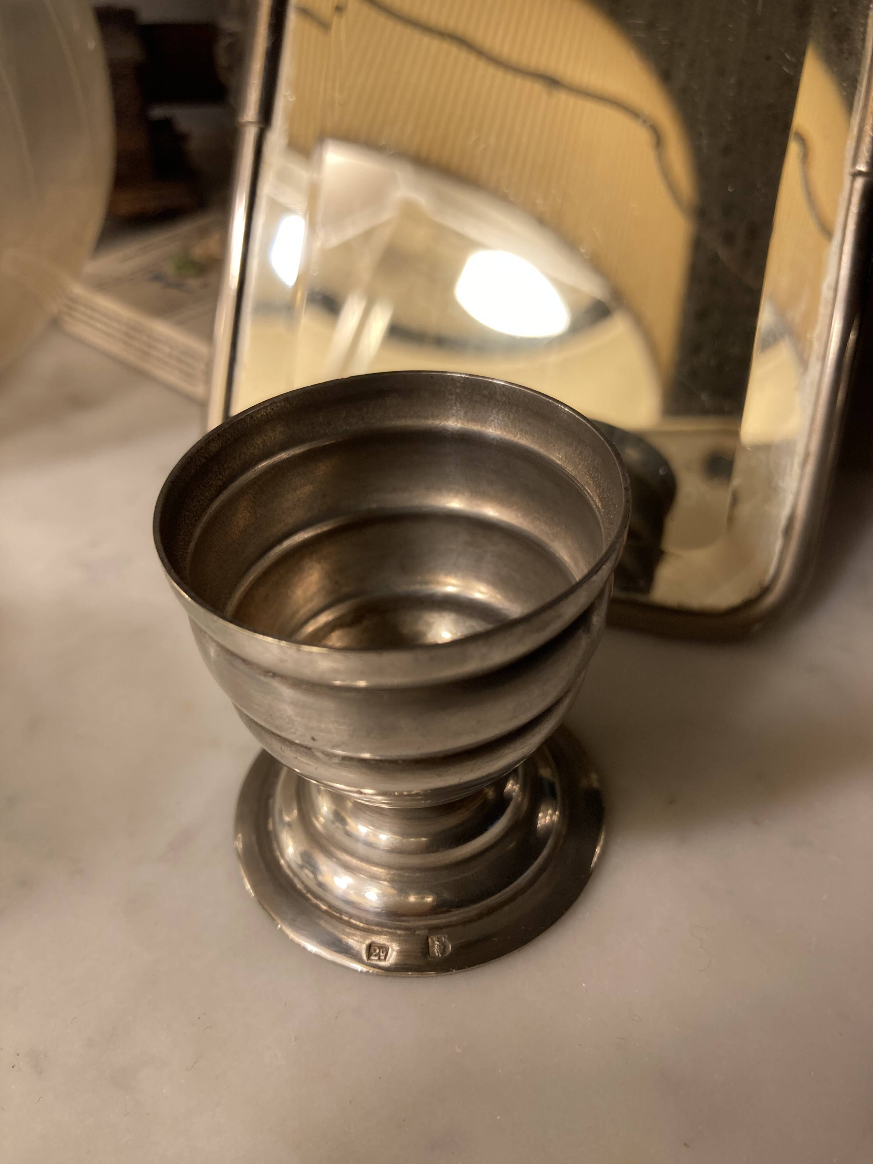 Silver and silver plated egg cup set