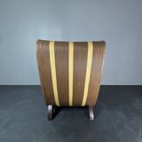 Curvy wavy pencil reed rattan bamboo low lounge chair, 1970s