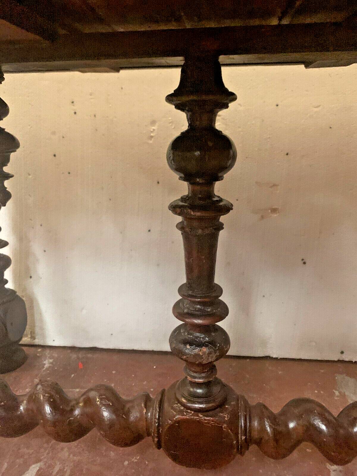 Louis XIII desk table in carved walnut 19th century