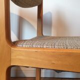 Lot of 4 chairs in beech and beige tweed fabric 60