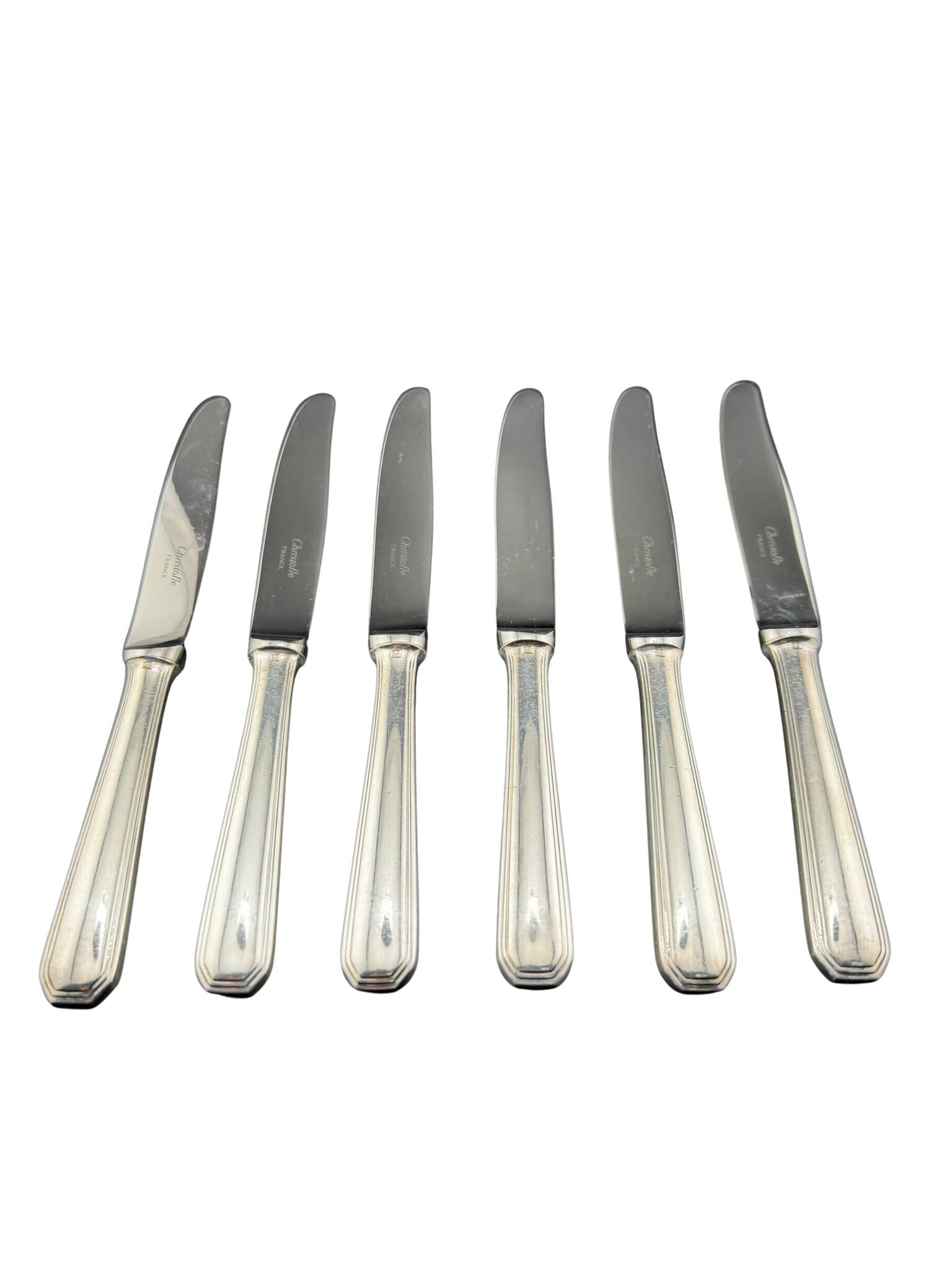 Set of 6 Christofle Cheese Knives - America Model by Luc Lanel