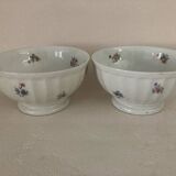 2 Antique Faceted Bowls with Small Flower Pattern PL France