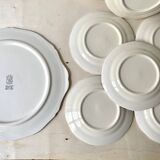 "Cherries" dessert service by Gien vintage, pie dish + 10 dessert plates, Faien ceramic