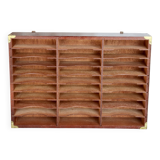 Vintage wall shelf, craft furniture style - Wood and gold metal