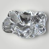 Pair of crystal salt shakers and glass spoons signed Daum Cristal