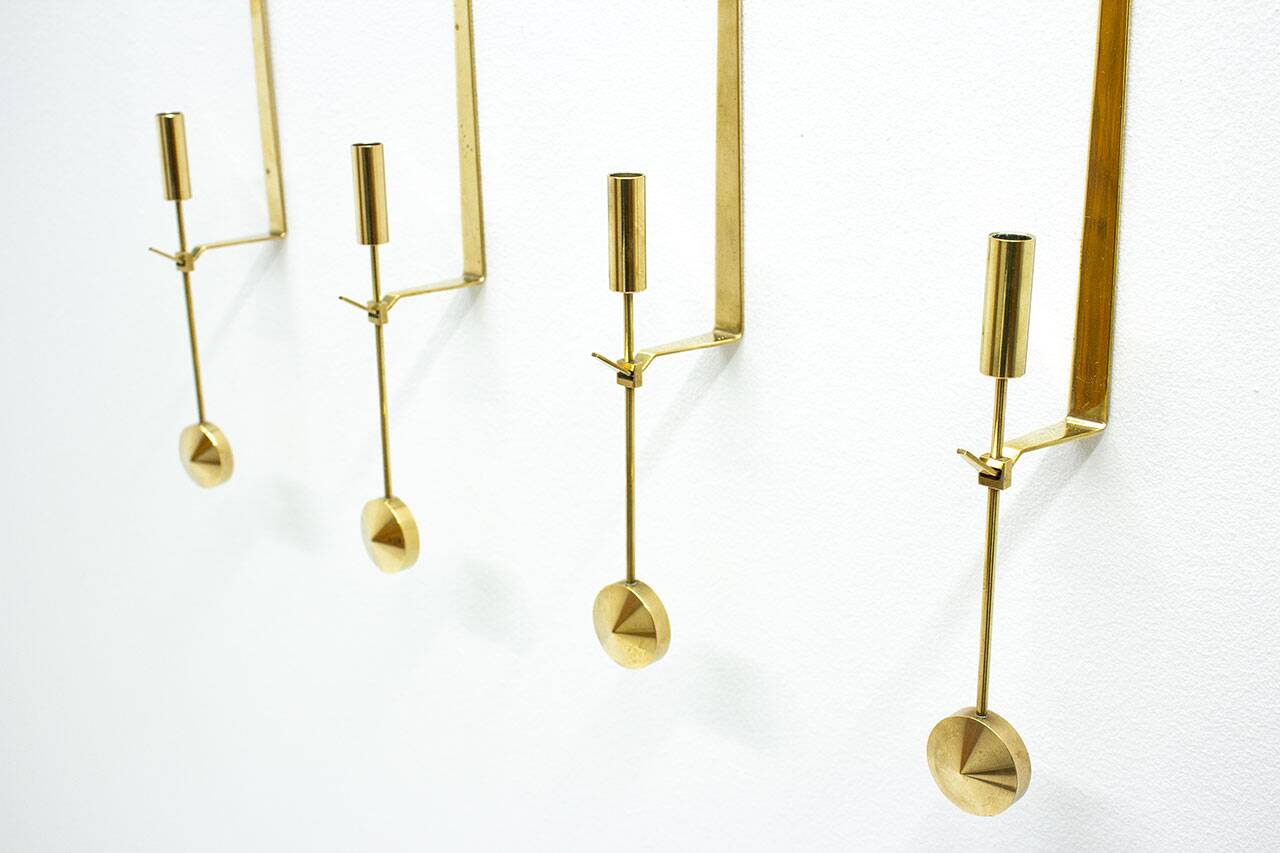 Set of 4 Swedish wall candlesticks by Pierre Forssell for Skultuna