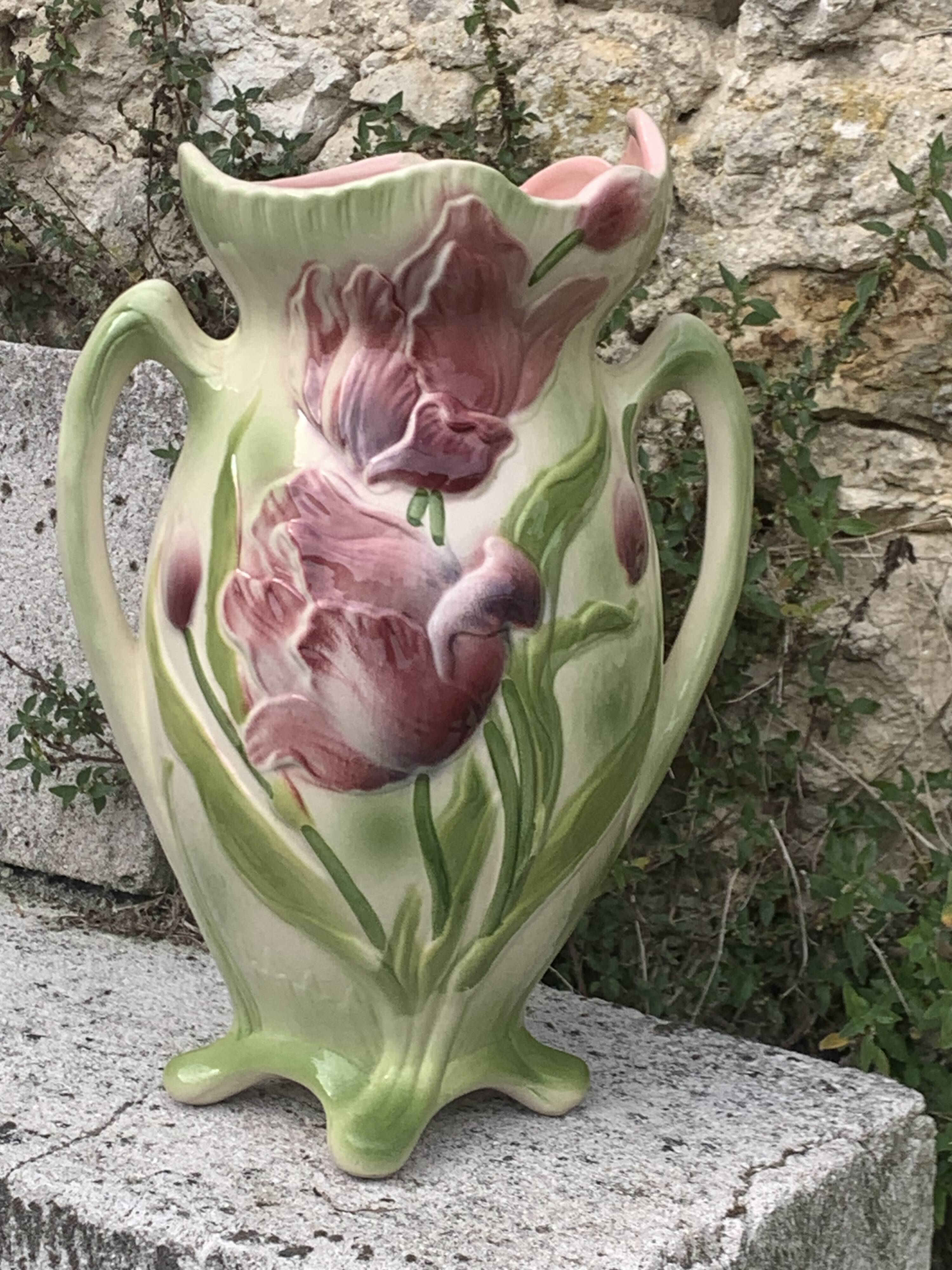 Large slip vase, glazed ceramic, Saint-Clément, France,