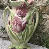 Large slip vase, glazed ceramic, Saint-Clément, France,