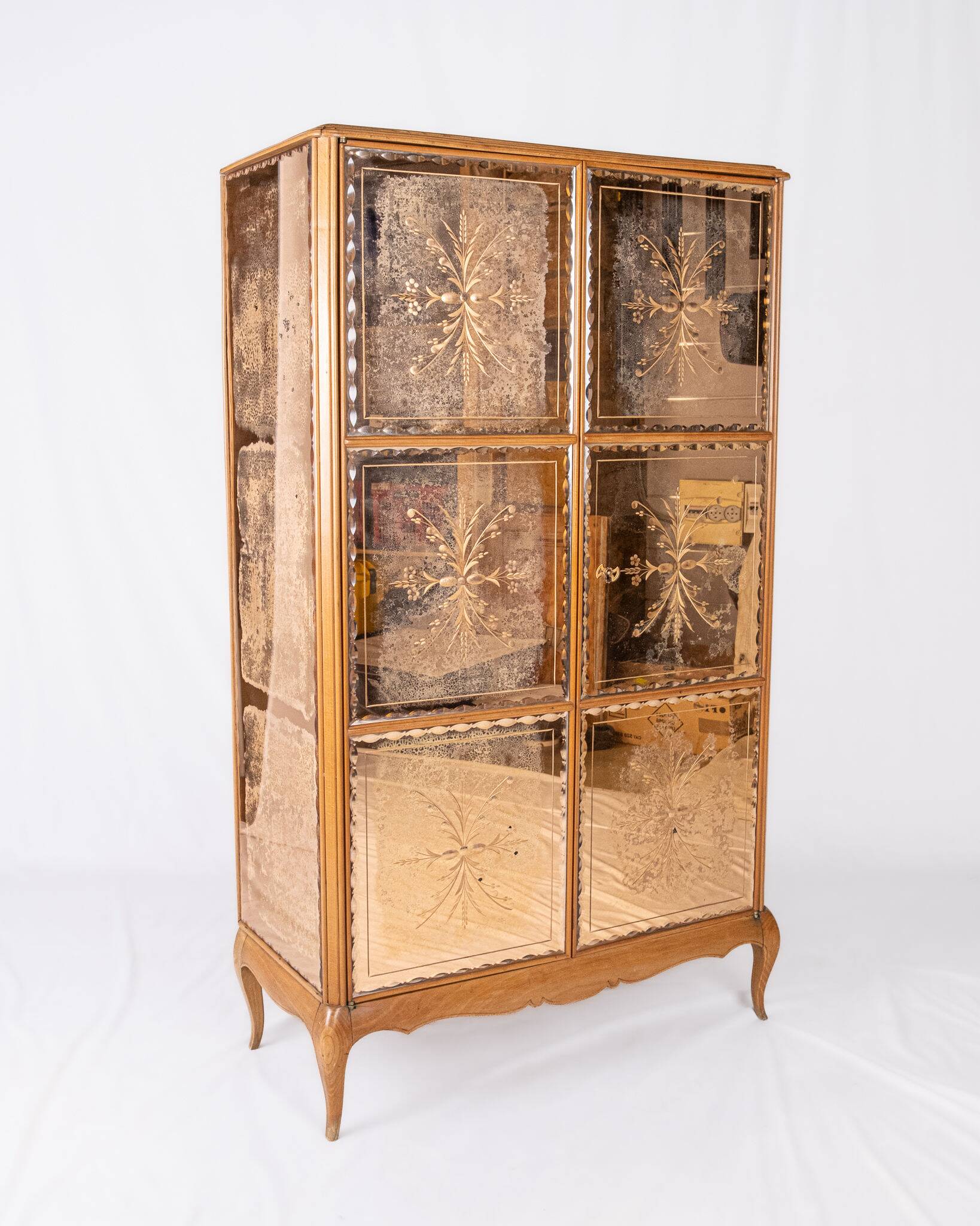 Art Deco wardrobe or cabinet with mirrors, France, 1920-1930s