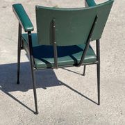 Rare green leatherette armchair, by "Colette Gueden", designer from the 1950s