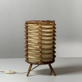 Bamboo cylindrical table lamp by Louis Sognot, France 1950s
