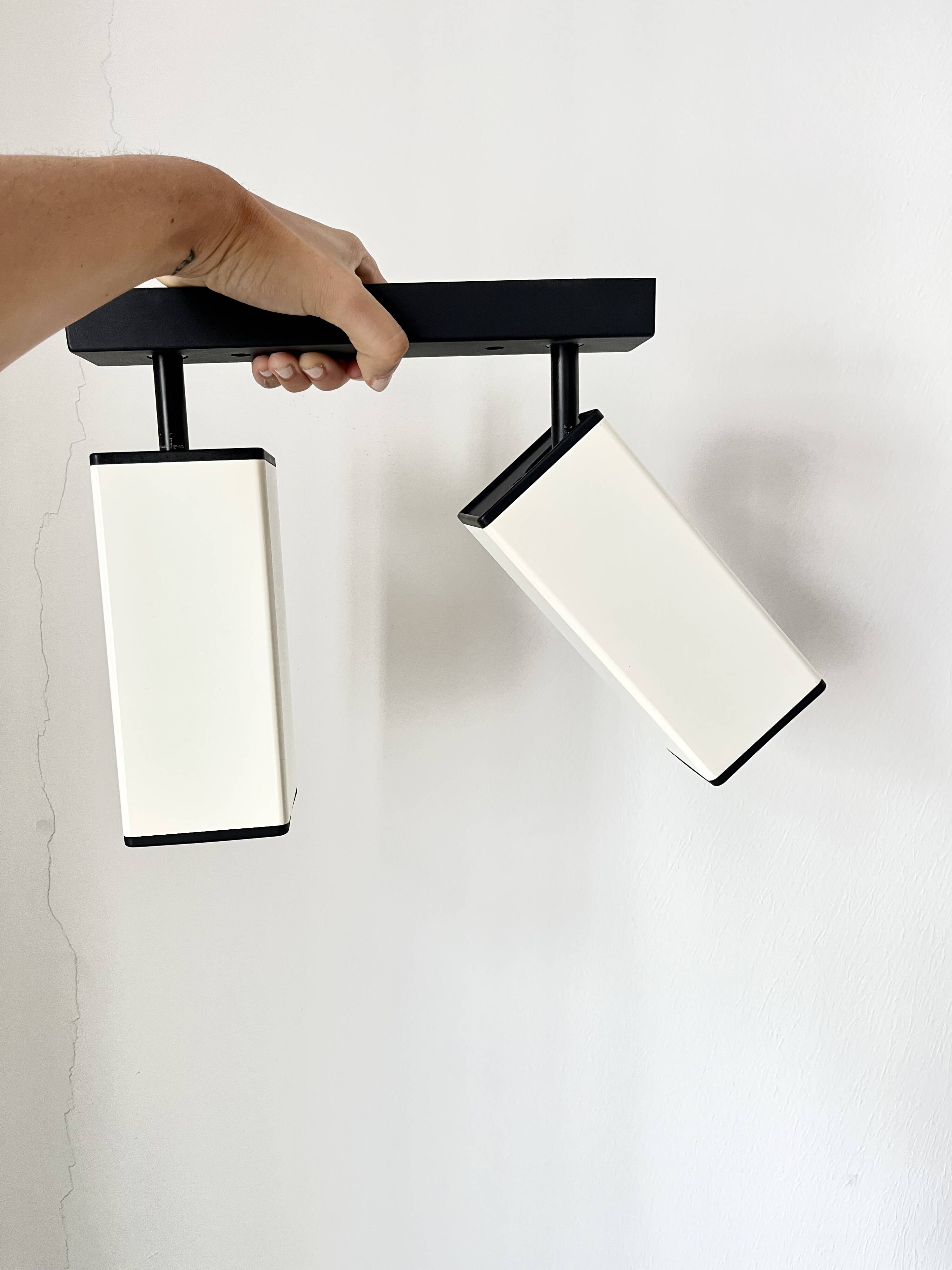 Vintage 1980s Wall or Ceiling Lamp with Two Adjustable Parallelepiped Light